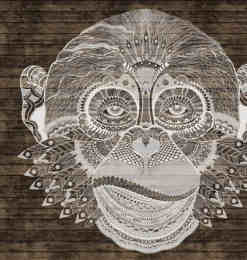 漂亮的黑猩猩猴子花纹图案PS笔刷素材