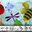11种涂鸦图形昆虫、绿叶、蔬菜等PS笔刷素材