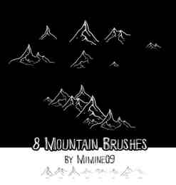 8个手绘涂鸦山脉、大山Photoshop笔刷素材