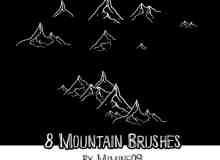 8个手绘涂鸦山脉、大山Photoshop笔刷素材
