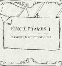 蜡笔、铅笔绘画、粉笔笔触风格式涂鸦边框、纸张、信封Photoshop笔刷素材