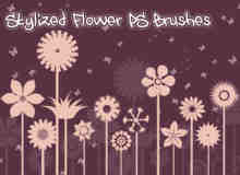 漂亮的矢量图形式鲜花花朵图案Photoshop笔刷素材