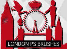 欧洲伦敦城市元素剪影图形Photoshop笔刷素材下载