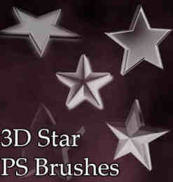 3D五角星、星星图案Photoshop笔刷素材