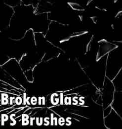 玻璃碎片、玻璃破碎纹理效果Photoshop笔刷素材免费下载