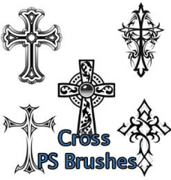花式十字架图案、欧式圣十字架花纹PS笔刷素材