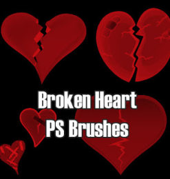 碎裂的爱心、心碎的心形图案Photoshop笔刷素材下载