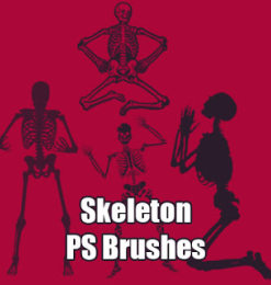 骷髅怪、人体骨骼图形Photoshop笔刷素材下载