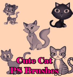 可爱卡通小猫咪图案PS笔刷素材