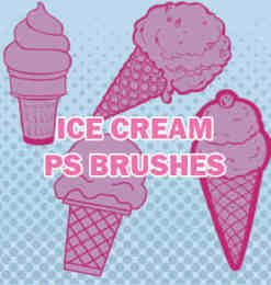 可爱卡通冰淇淋甜筒Photoshop笔刷素材