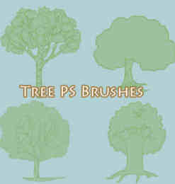大树、树木卡通造型图案Photoshop笔刷素材下载
