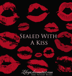 性感的红唇、唇印、口红印记效果PS笔刷素材