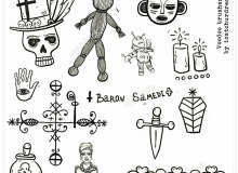 可爱骷髅头、稻草人、巫师巫女诅咒道具元素PS卡通图形笔刷素材