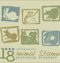 动物印章、手工徽章图案PS笔刷素材下载