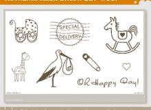可爱童趣婴儿车、邮戳、木马、长颈鹿等涂鸦PS照片美化笔刷