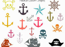 船锚、海盗船、海盗元素、海盗骷髅头photoshop自定义形状素材 .csh 下载