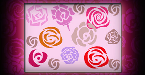漂亮的玫瑰花花纹、鲜花花朵印花图案Photoshop笔刷素材