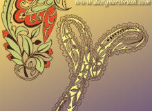 漂亮的手绘植物印花图案PS穆斯林花纹笔刷