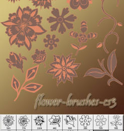手绘漂亮的鲜花花朵印花图案PS笔刷下载素材
