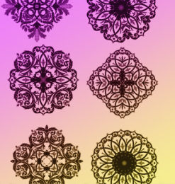 7种漂亮的鲜花花纹图案、贵族式窗花纹理Photoshop笔刷素材下载