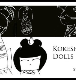 手绘日本玩玩造型图案、可爱的和服娃娃PS笔刷下载