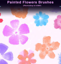 水粉、颜料鲜花、小红花印花图案PS笔刷素材下载
