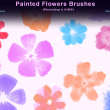 水粉、颜料鲜花、小红花印花图案PS笔刷素材下载
