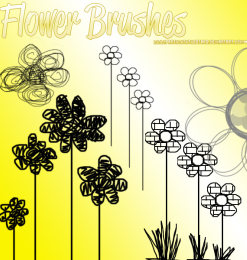 幼稚呆萌的手绘鲜花、花朵图案PS笔刷素材