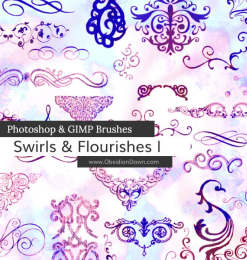各种各样的漩涡式装饰图案和花饰组成Photoshop笔刷素材