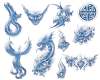 酷炫的恶魔火龙、蛟龙、火凤凰、魔鬼、鲜花等纹身刺青图案PS笔刷素材
