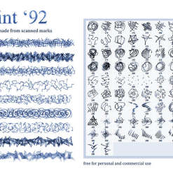 92种不同的细笔触涂鸦划痕纹理Photoshop笔刷素材
