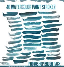 40种水彩画笔划痕效果Photoshop水彩笔刷素材下载