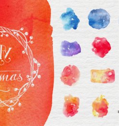 高清圣诞水彩涂抹纹理PS笔刷素材下载（JPG图片格式）