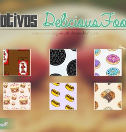 巧克力、饼干、甜甜圈、纸杯蛋糕、热狗等美食Photoshop填充图案底纹素材 Patterns 下载