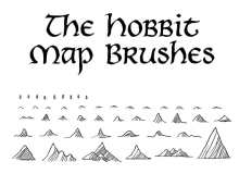 手绘卡通地图上的小山、大山涂鸦PS笔刷素材