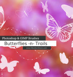 漂亮的蝴蝶印花图案PS笔刷素材下载