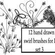 12种童趣手绘涂鸦式植物印花图案Photoshop笔刷素材下载