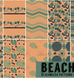 10款可以无缝拼接的沙滩图案夏日清凉图案背景Photoshop背景填充素材下载