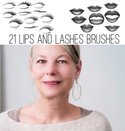 21种嘴唇、眼睫毛造型Photoshop女性化妆笔刷素材下载
