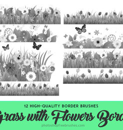 12种野草鲜花背景图案Photoshop草坪效果笔刷