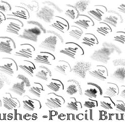 各色铅笔笔触和蜡笔笔触纹理效果Photoshop笔刷素材下载