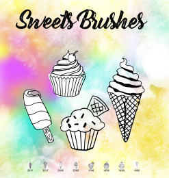 可爱卡通纸杯蛋糕、冰淇淋甜筒图形素材PS笔刷免费下载