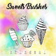 可爱卡通纸杯蛋糕、冰淇淋甜筒图形素材PS笔刷免费下载