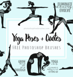 17种女性瑜伽姿势卡通造型图Photoshop笔刷素材下载