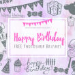 22种免费的生日派对蛋糕、气球、彩旗、糖果、蜡烛、棒棒糖等Photoshop可爱笔刷素材下载
