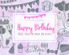 22种免费的生日派对蛋糕、气球、彩旗、糖果、蜡烛、棒棒糖等Photoshop可爱笔刷素材下载