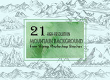21手绘高大山脉图形效果、大山、山川Photoshop笔刷素材下载