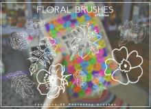 线框式花朵、盛开的鲜花图案Photoshop花朵图案笔刷