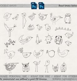 可爱的手绘小鸡、小鸭子、小鸟等图形PS美图呆萌笔刷