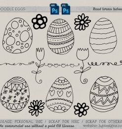 漂亮的童趣涂鸦复活节彩蛋花纹图案PS笔刷下载
